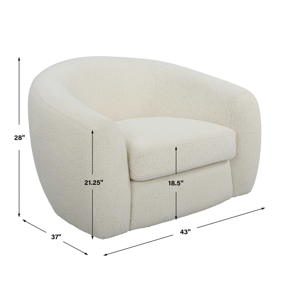 Capra  Art Deco White Swivel Chair - Bombay Mercantile