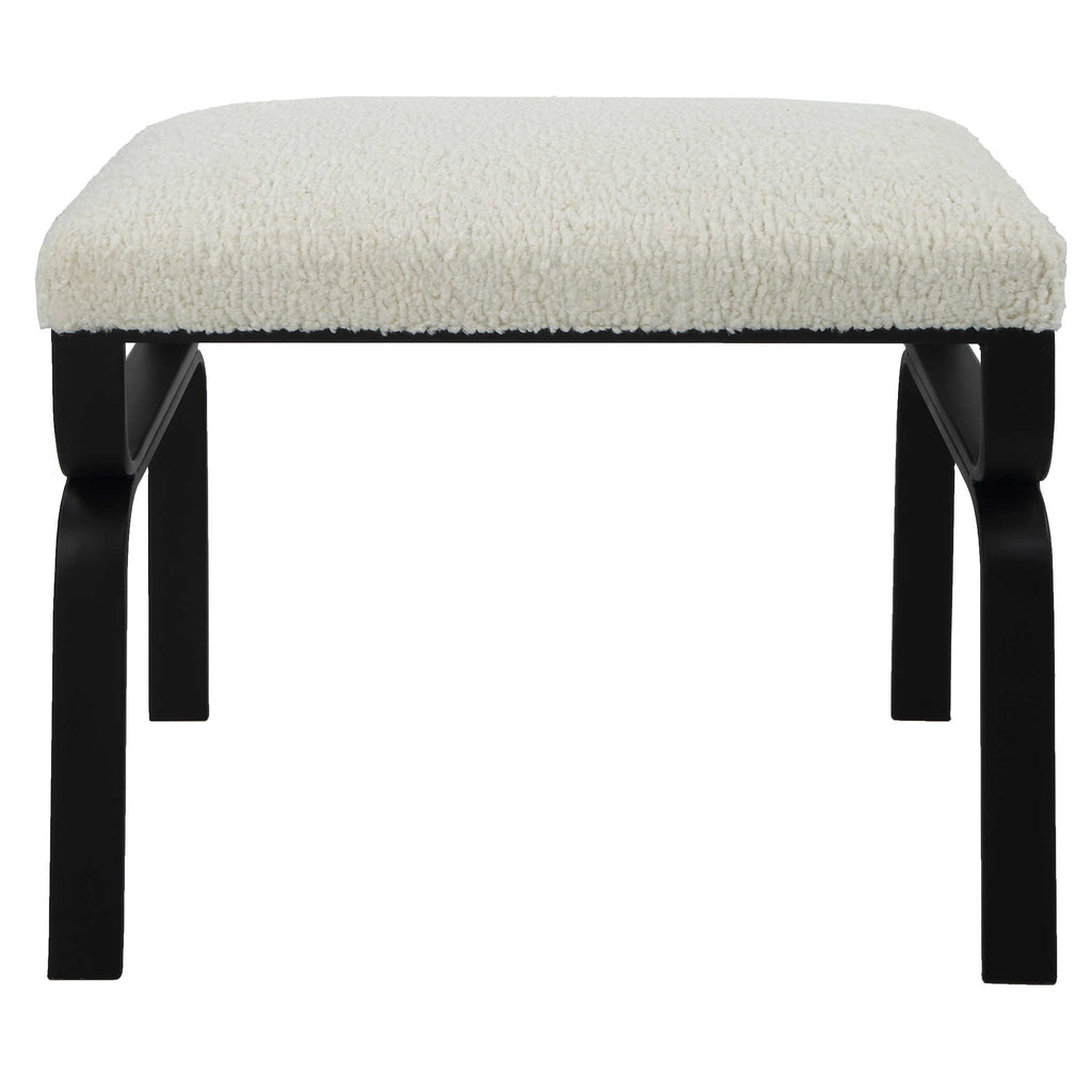 Diverge White Shearling Small Bench - Bombay Mercantile