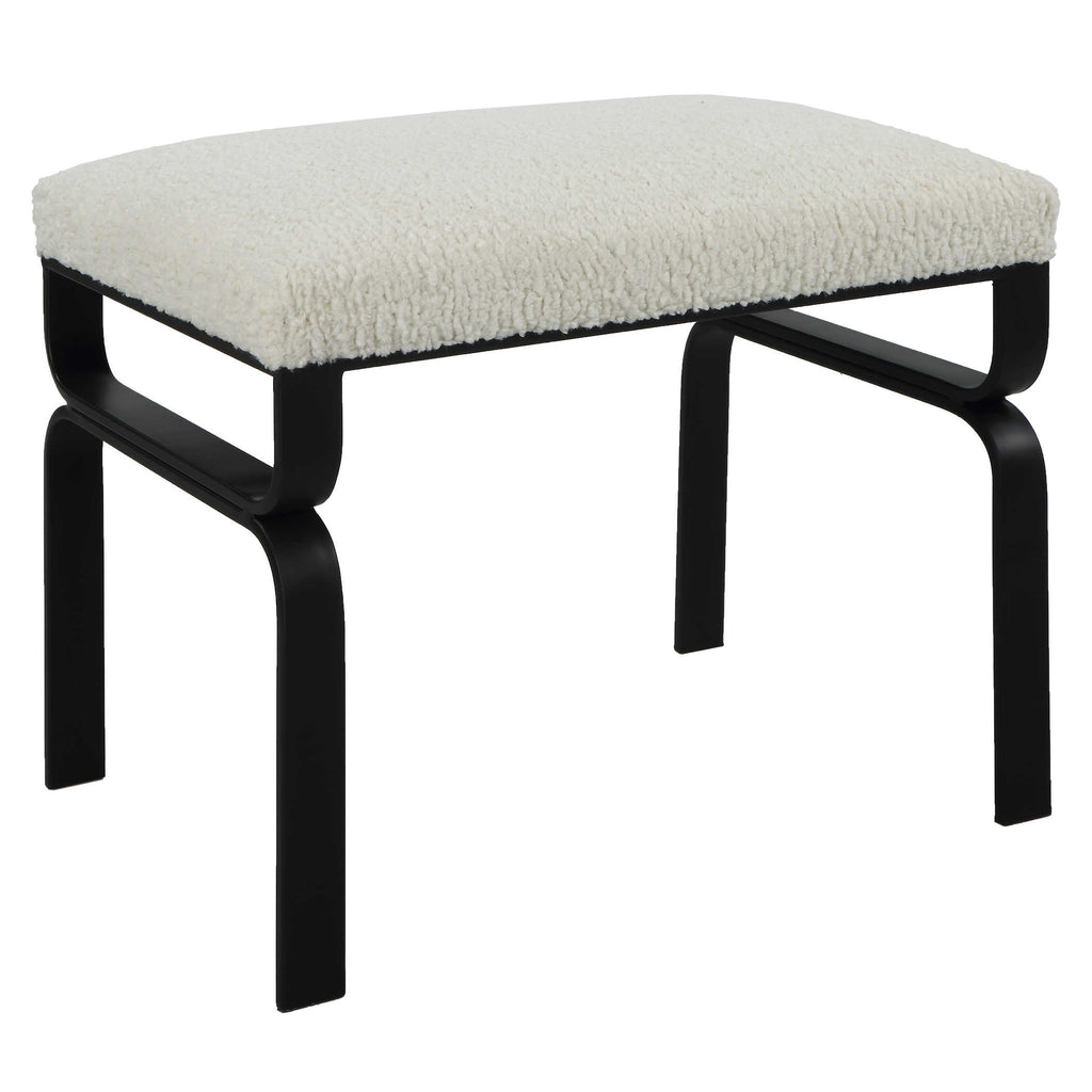 Diverge White Shearling Small Bench - Bombay Mercantile
