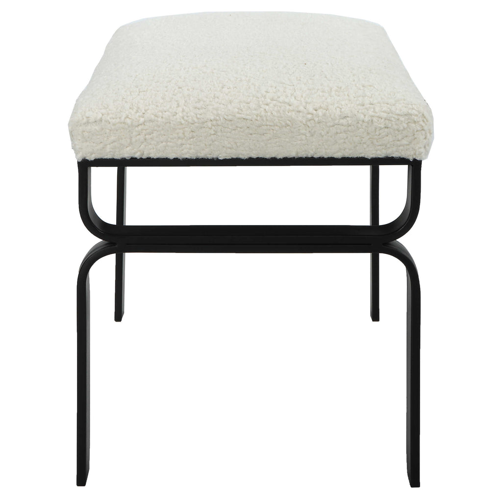 Diverge White Shearling Small Bench - Bombay Mercantile