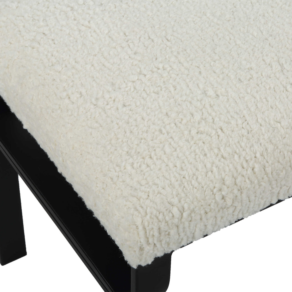 Diverge White Shearling Small Bench - Bombay Mercantile