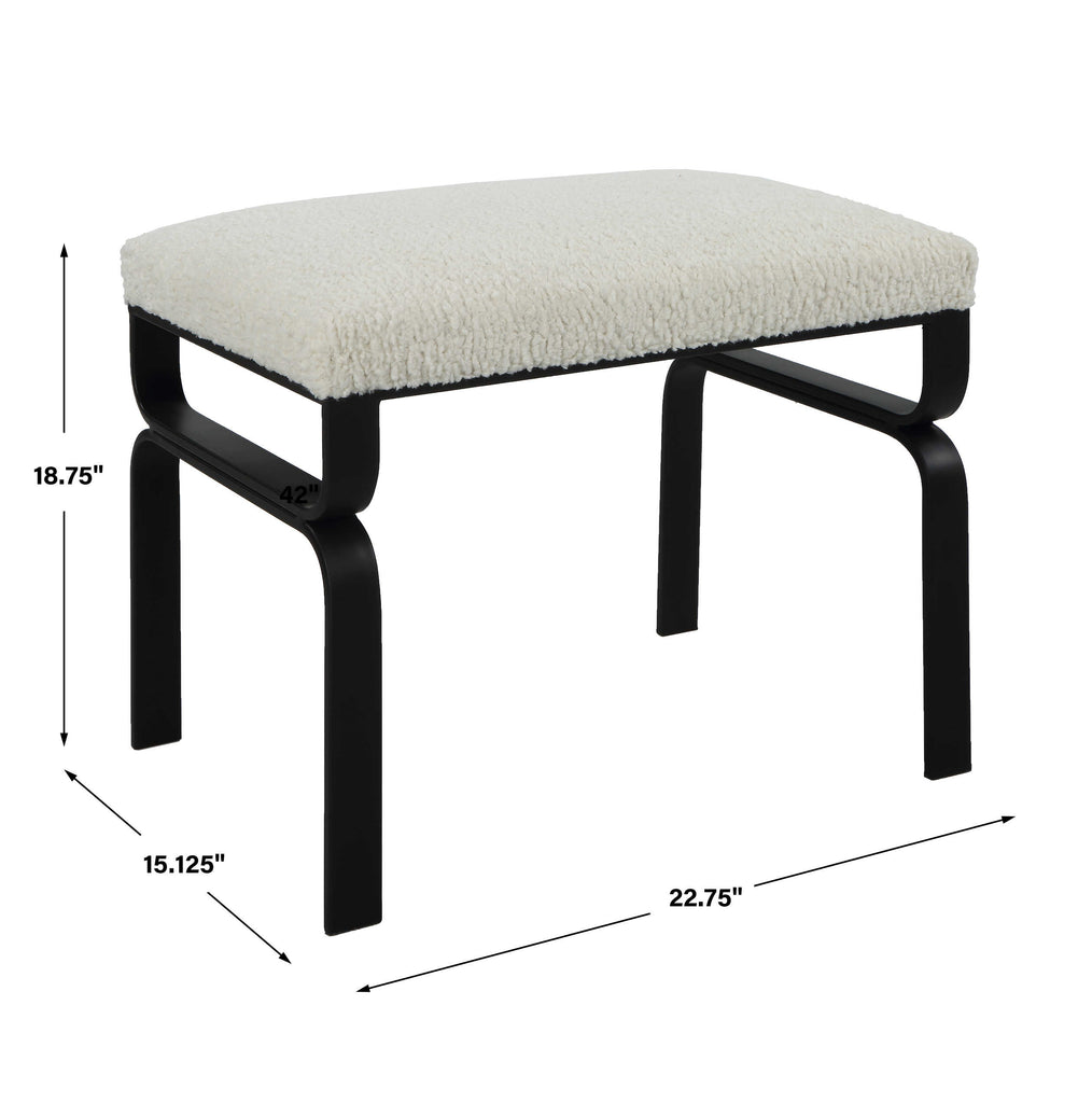 Diverge White Shearling Small Bench - Bombay Mercantile
