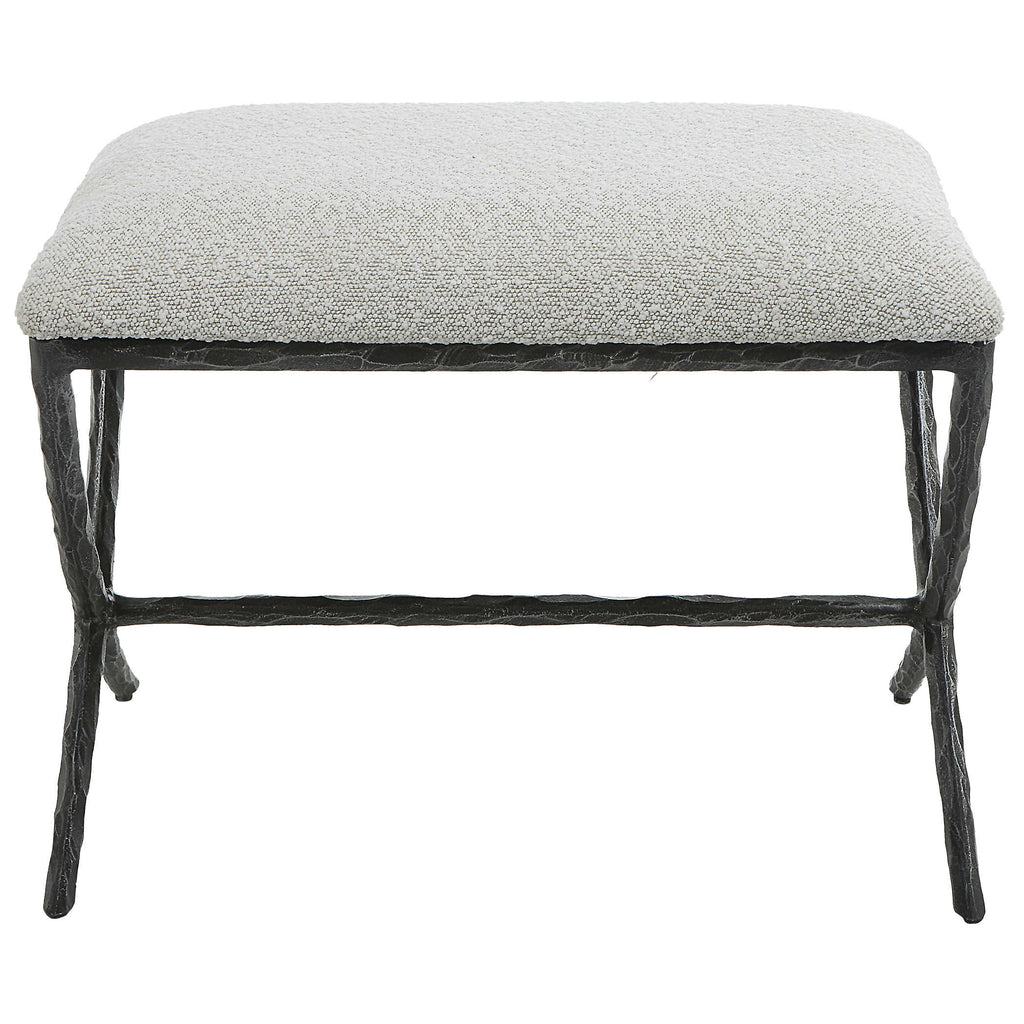 Brisby Gray Fabric Small Bench - Bombay Mercantile