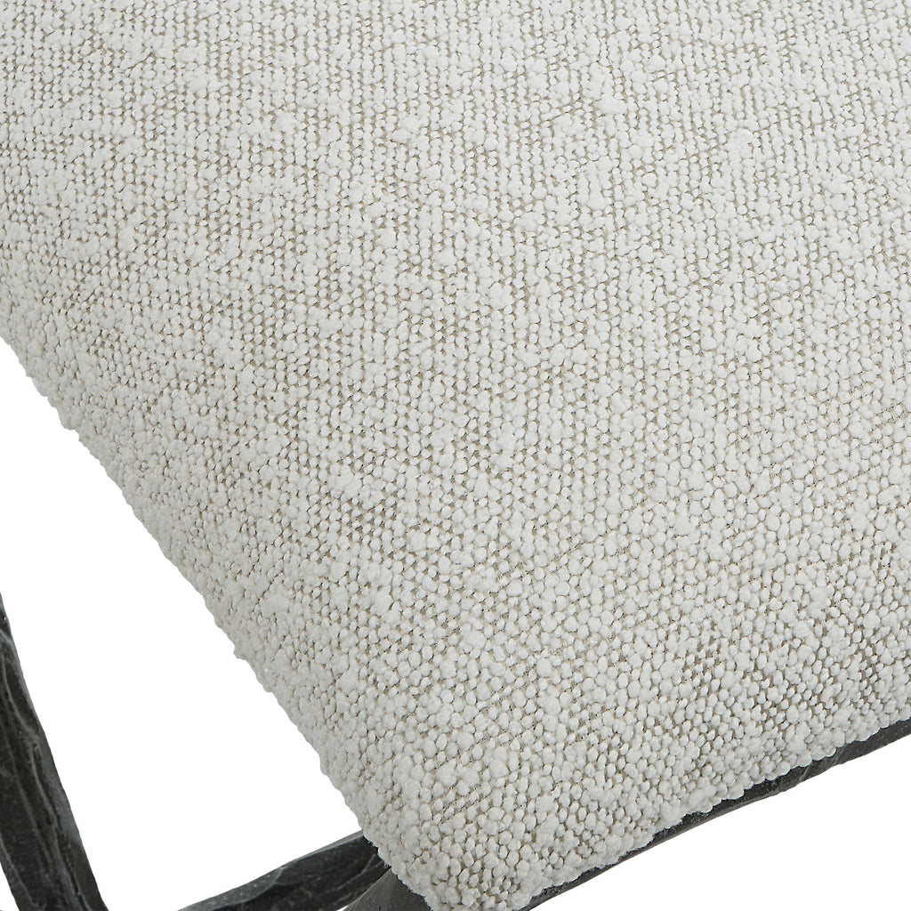 Brisby Gray Fabric Small Bench - Bombay Mercantile