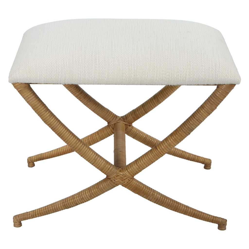 Expedition White Fabric Small Bench - Bombay Mercantile