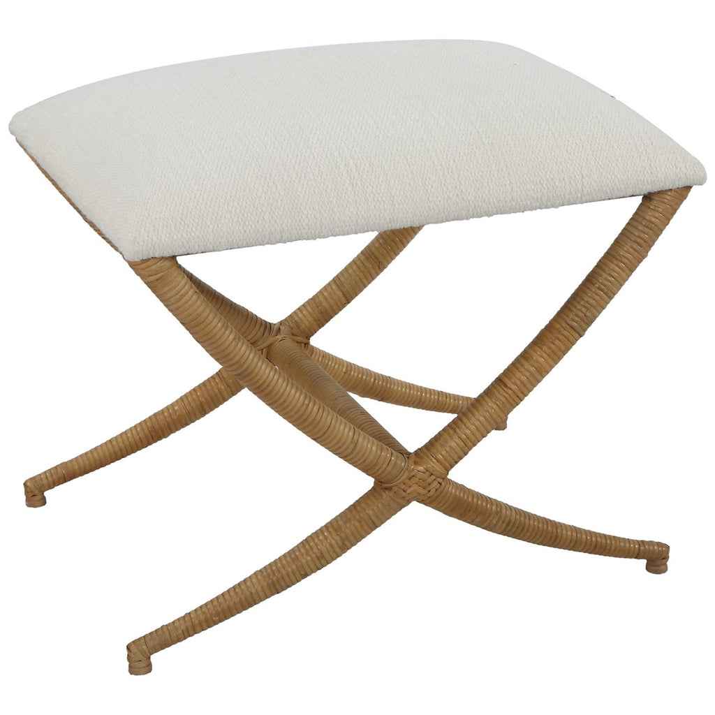 Expedition White Fabric Small Bench - Bombay Mercantile