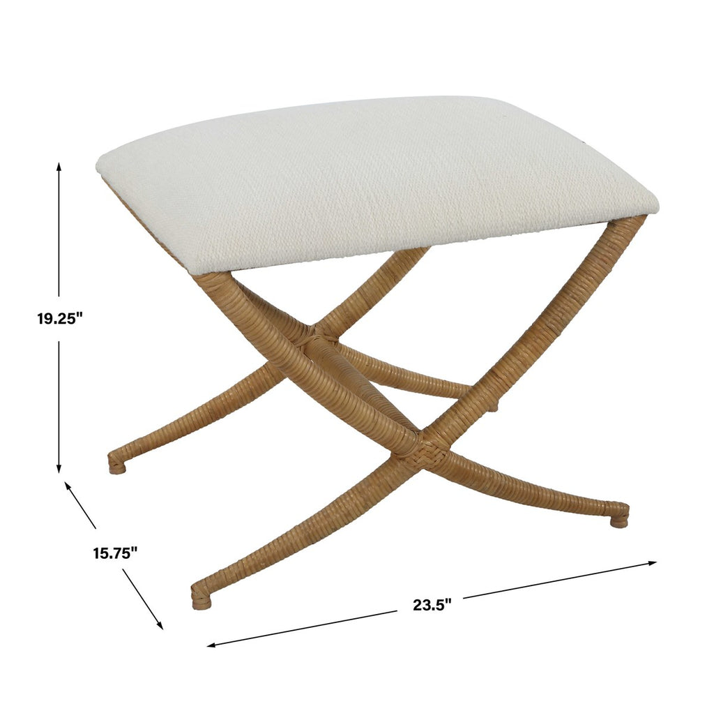 Expedition White Fabric Small Bench - Bombay Mercantile