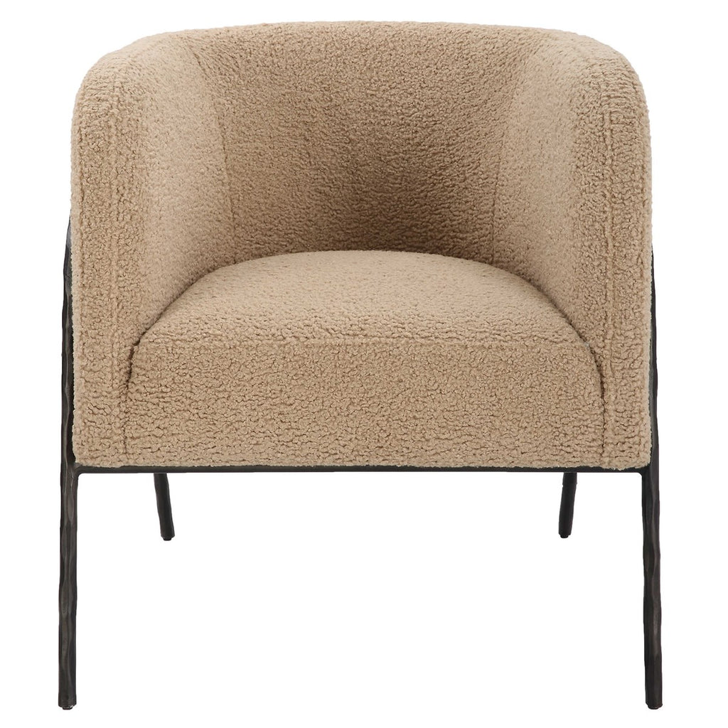 Jacobsen Tan Shearling Barrel Chair - Bombay Mercantile