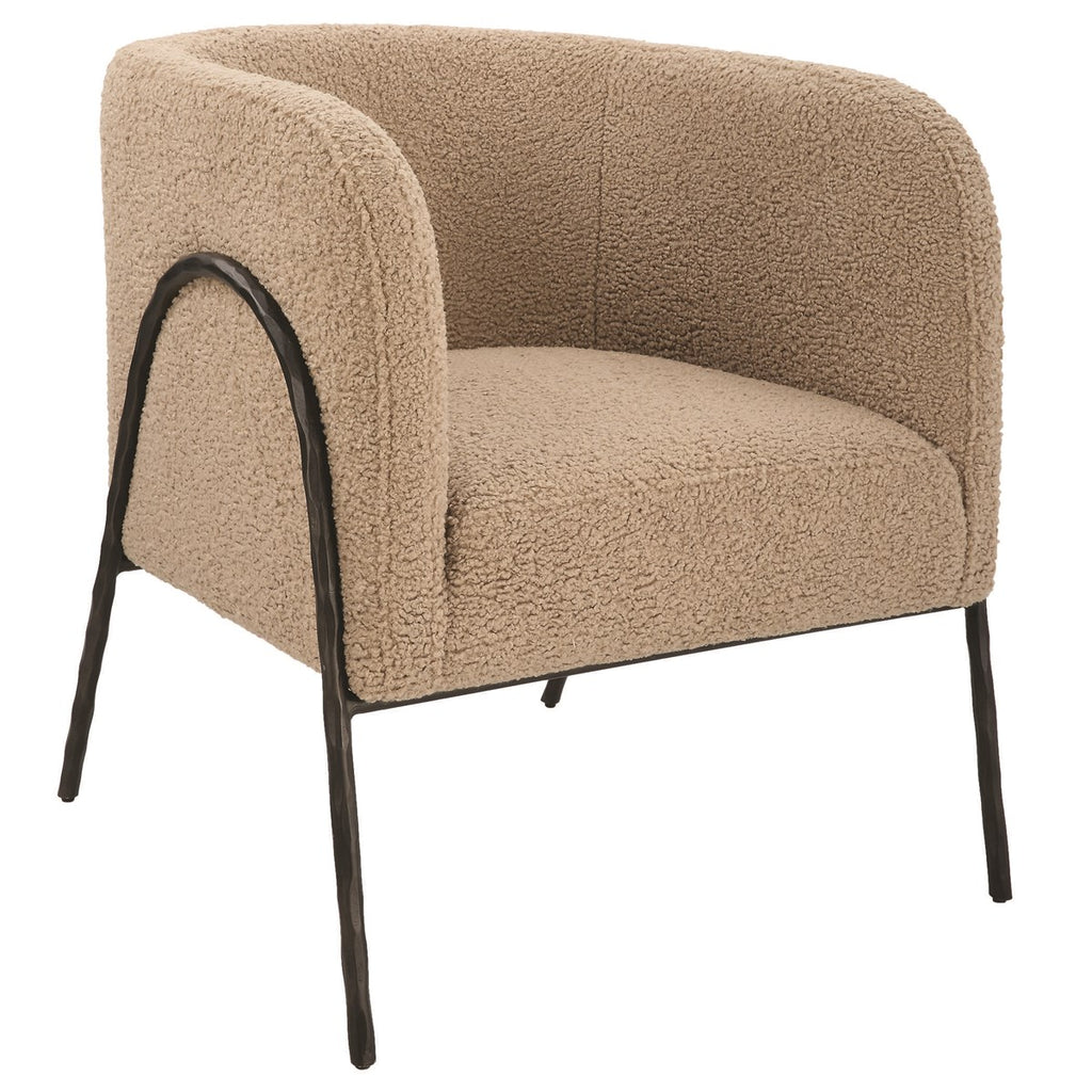 Jacobsen Tan Shearling Barrel Chair - Bombay Mercantile