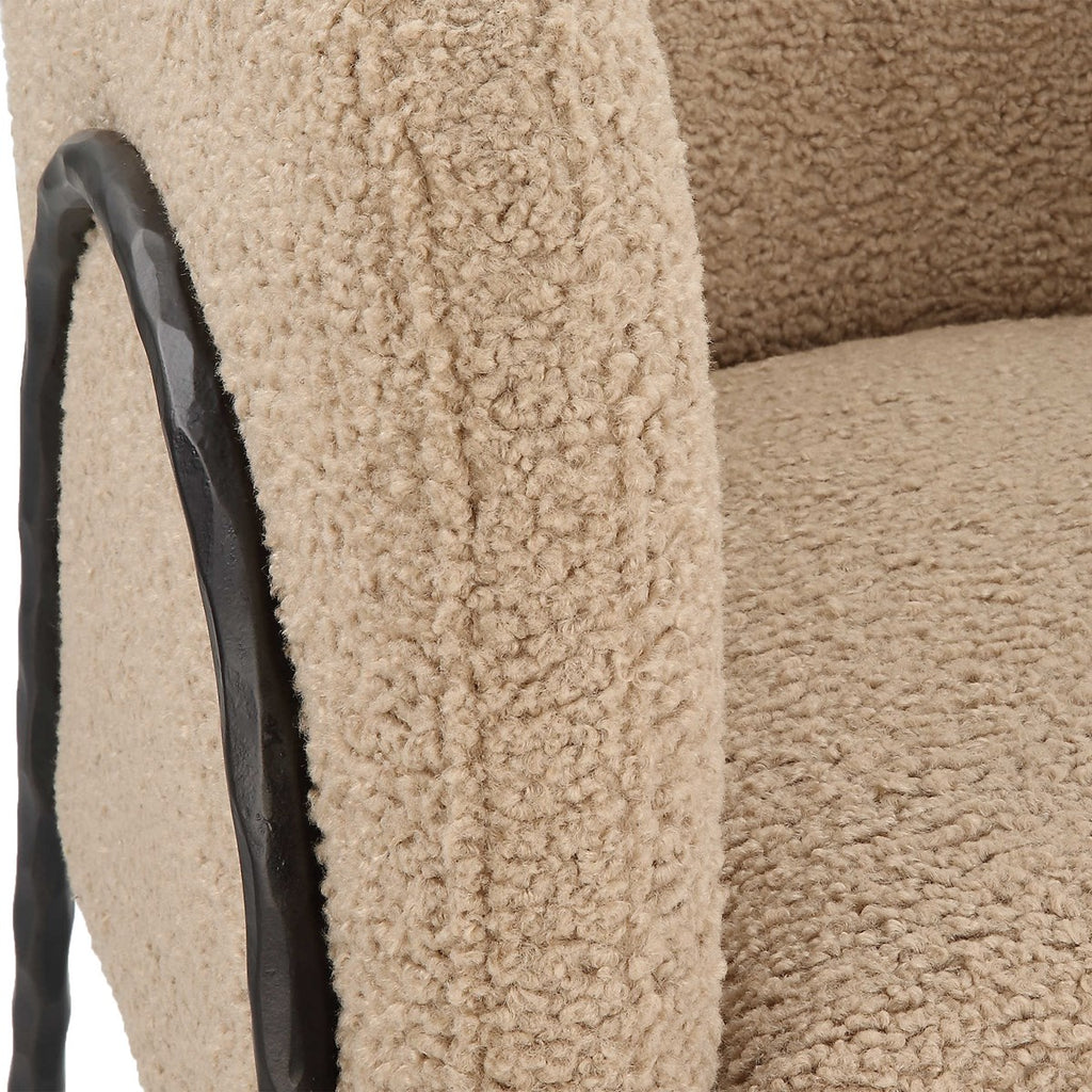 Jacobsen Tan Shearling Barrel Chair - Bombay Mercantile