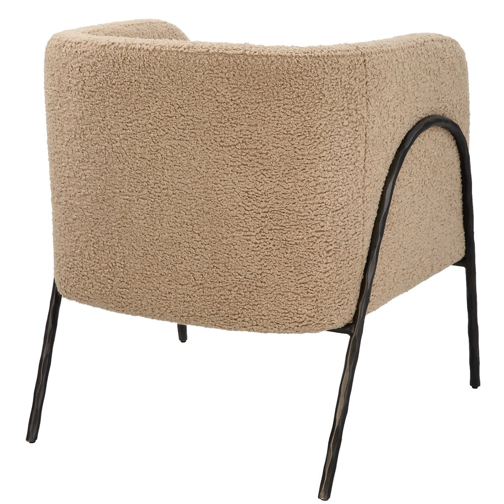 Jacobsen Tan Shearling Barrel Chair - Bombay Mercantile