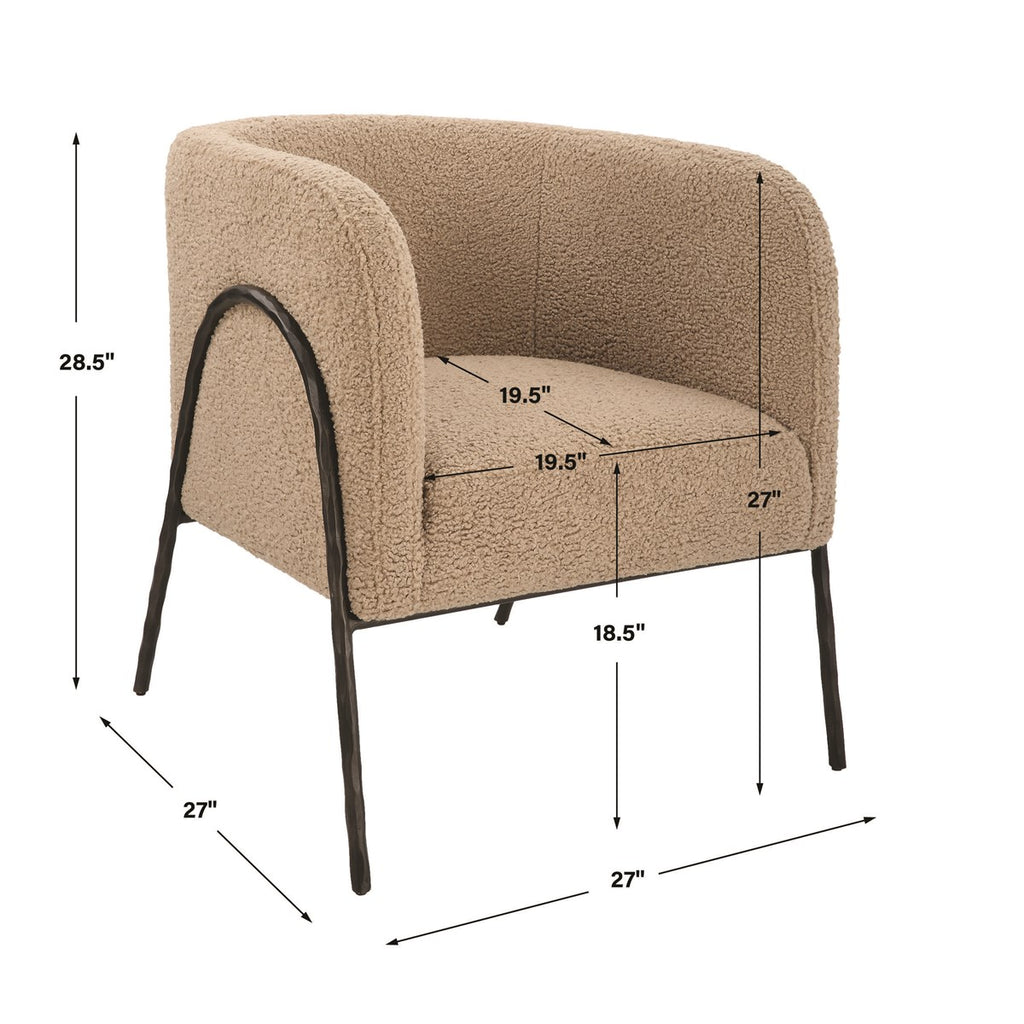 Jacobsen Tan Shearling Barrel Chair - Bombay Mercantile