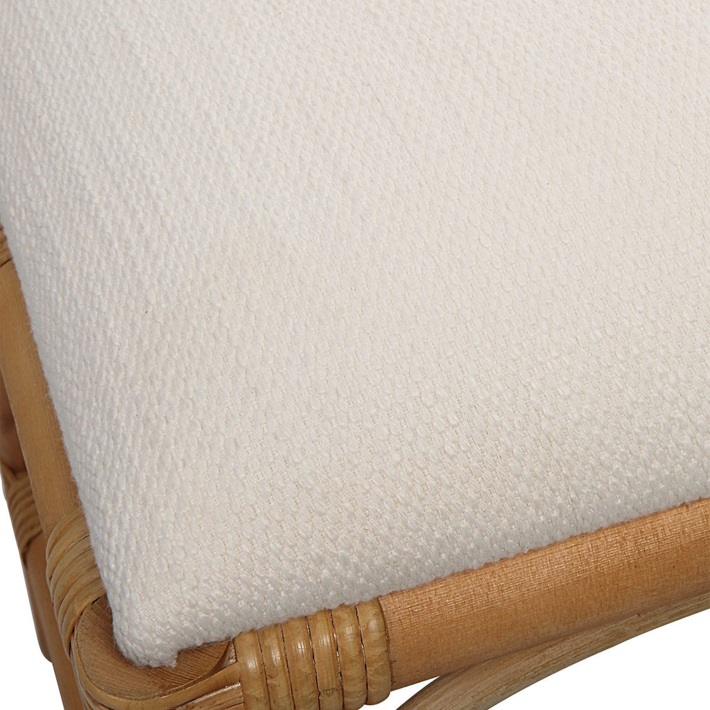 Laguna White Fabric Rattan Bench - Bombay Mercantile