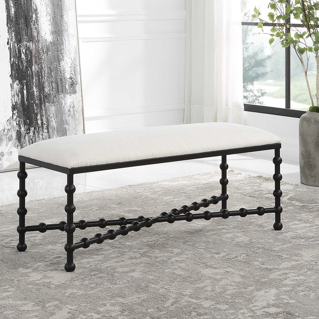Iron Drops Cushioned Bench - Bombay Mercantile