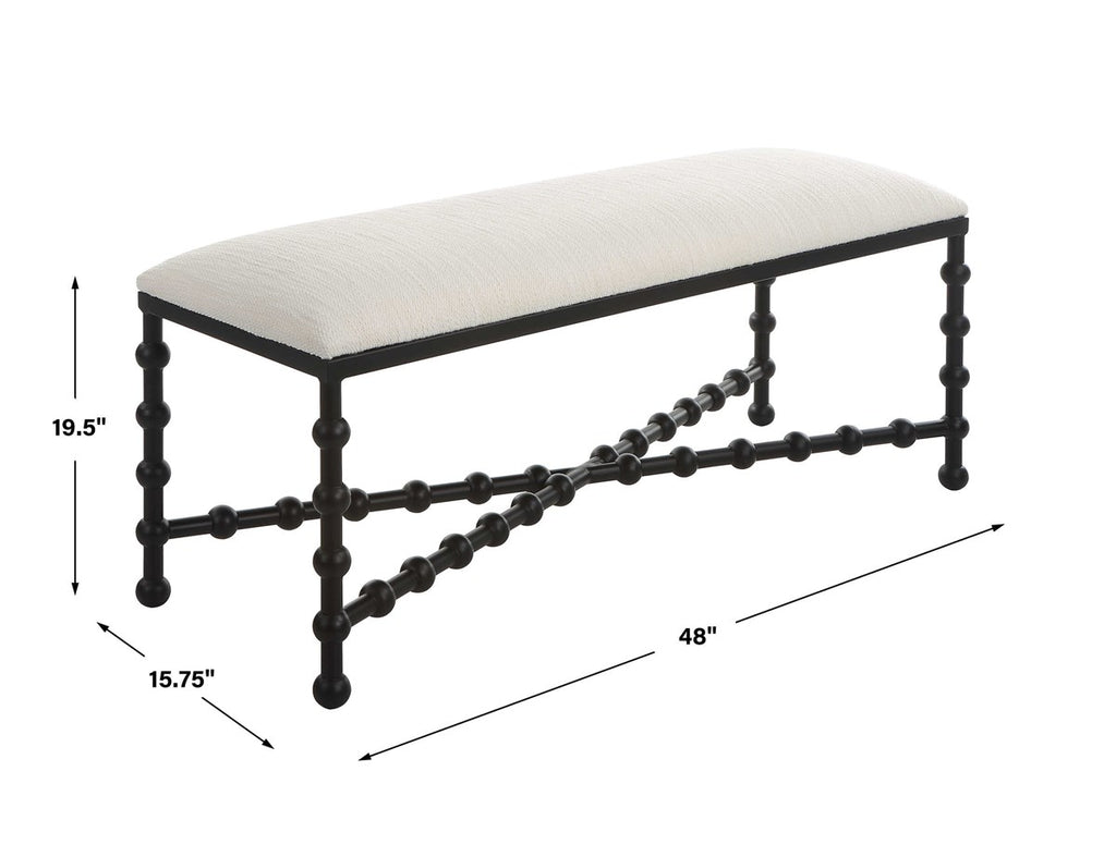 Iron Drops Cushioned Bench - Bombay Mercantile