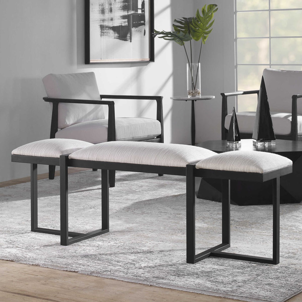 Triple Cloud Modern Upholstered Bench - Bombay Mercantile