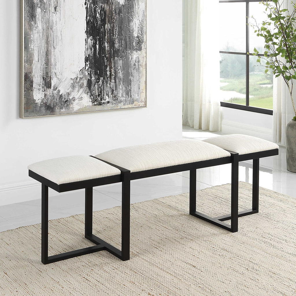 Triple Cloud Modern Upholstered Bench - Bombay Mercantile