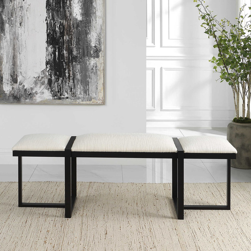 Triple Cloud Modern Upholstered Bench - Bombay Mercantile
