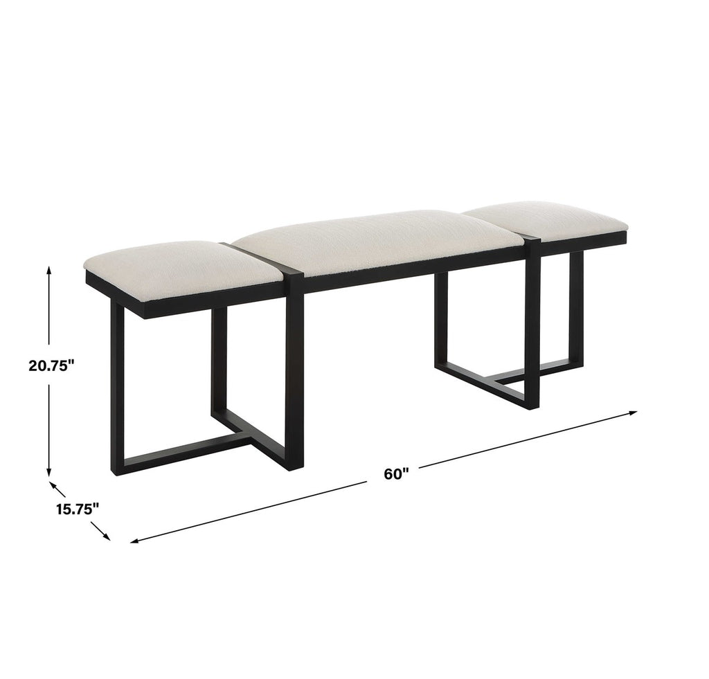 Triple Cloud Modern Upholstered Bench - Bombay Mercantile