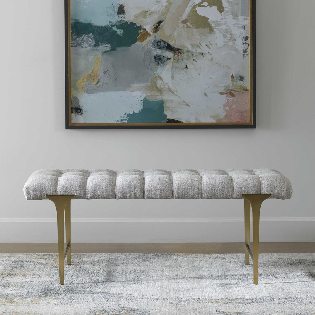 Imperial Upholstered Gray Bench - Bombay Mercantile