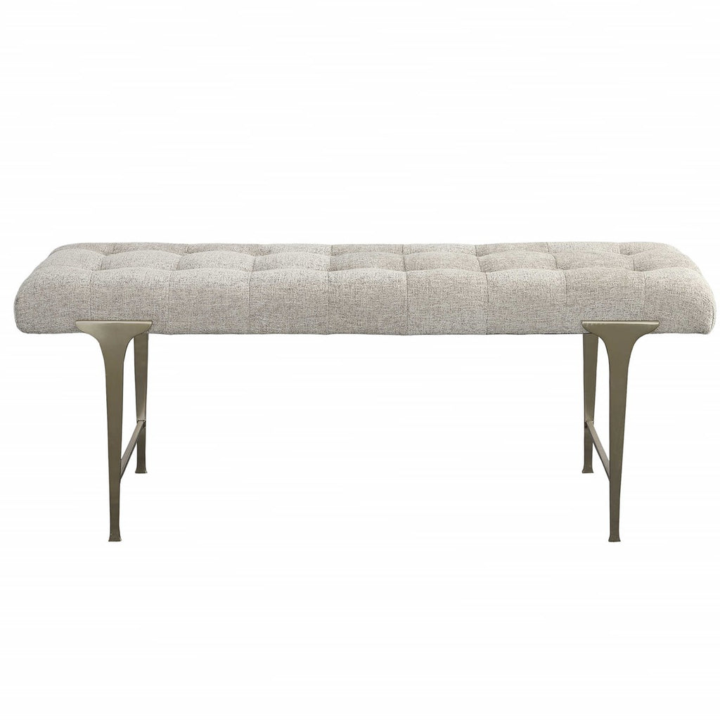 Imperial Upholstered Gray Bench - Bombay Mercantile