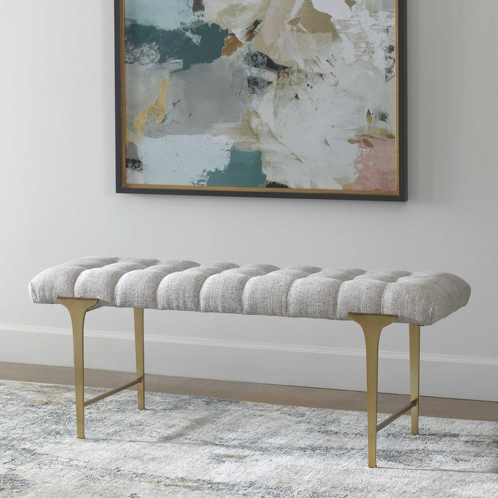 Imperial Upholstered Gray Bench - Bombay Mercantile