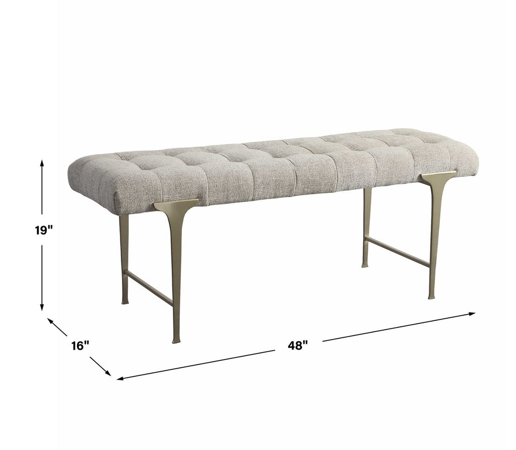 Imperial Upholstered Gray Bench - Bombay Mercantile