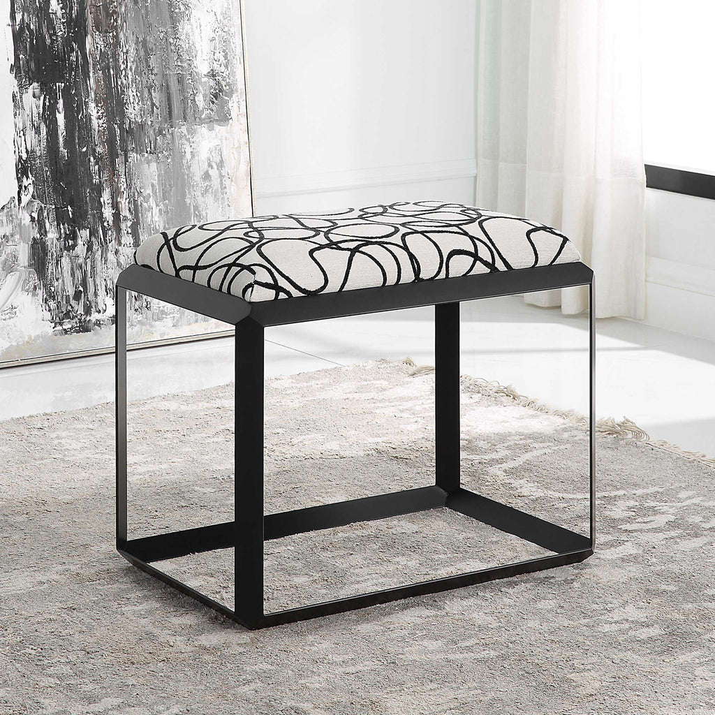 Curls Gray Small Bench - Bombay Mercantile