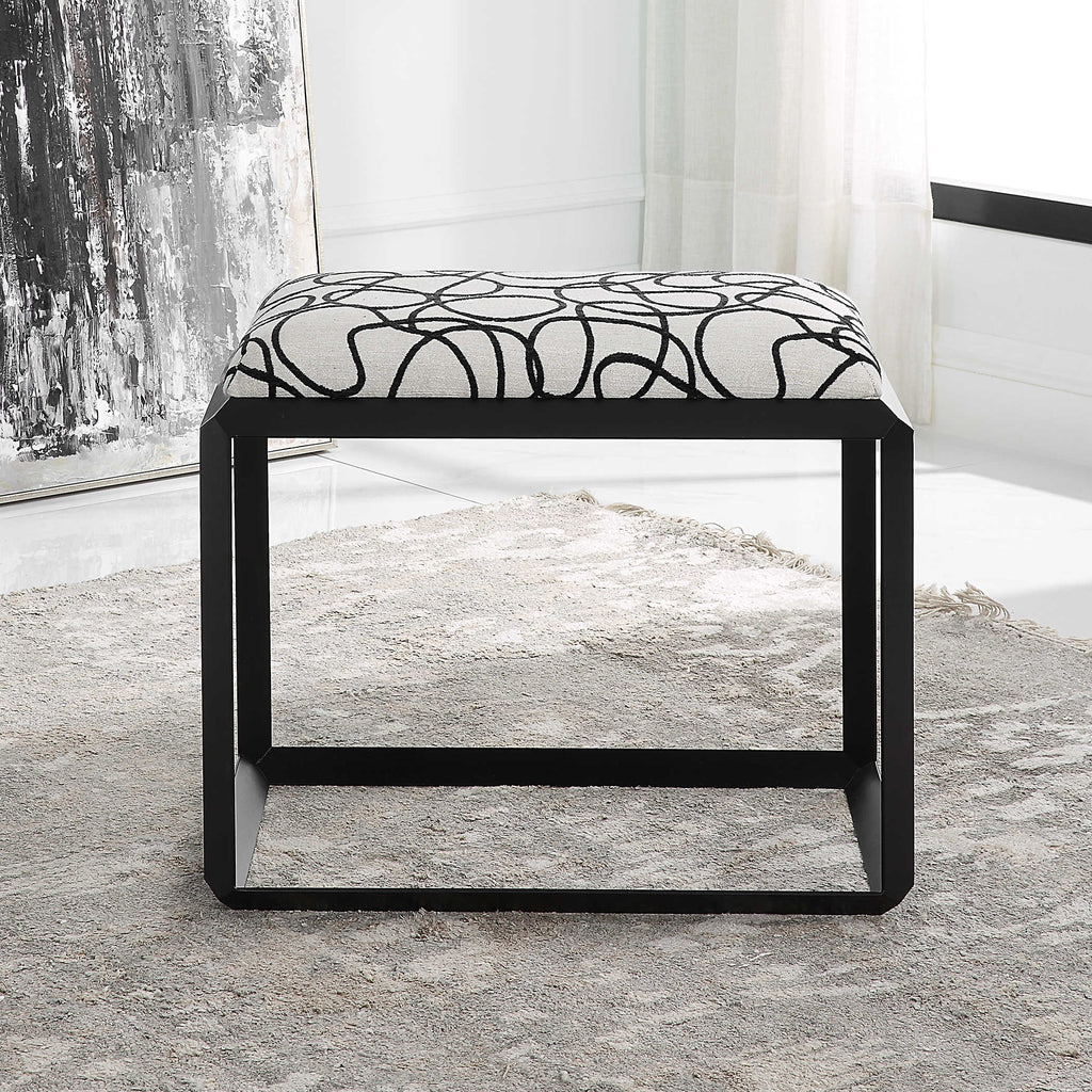 Curls Gray Small Bench - Bombay Mercantile