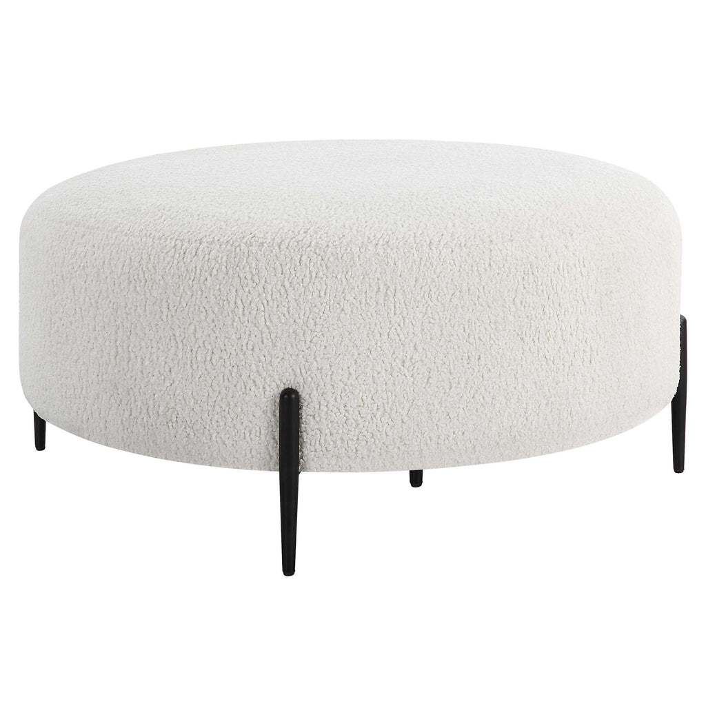 Arles Large Plush White Ottoman - Bombay Mercantile