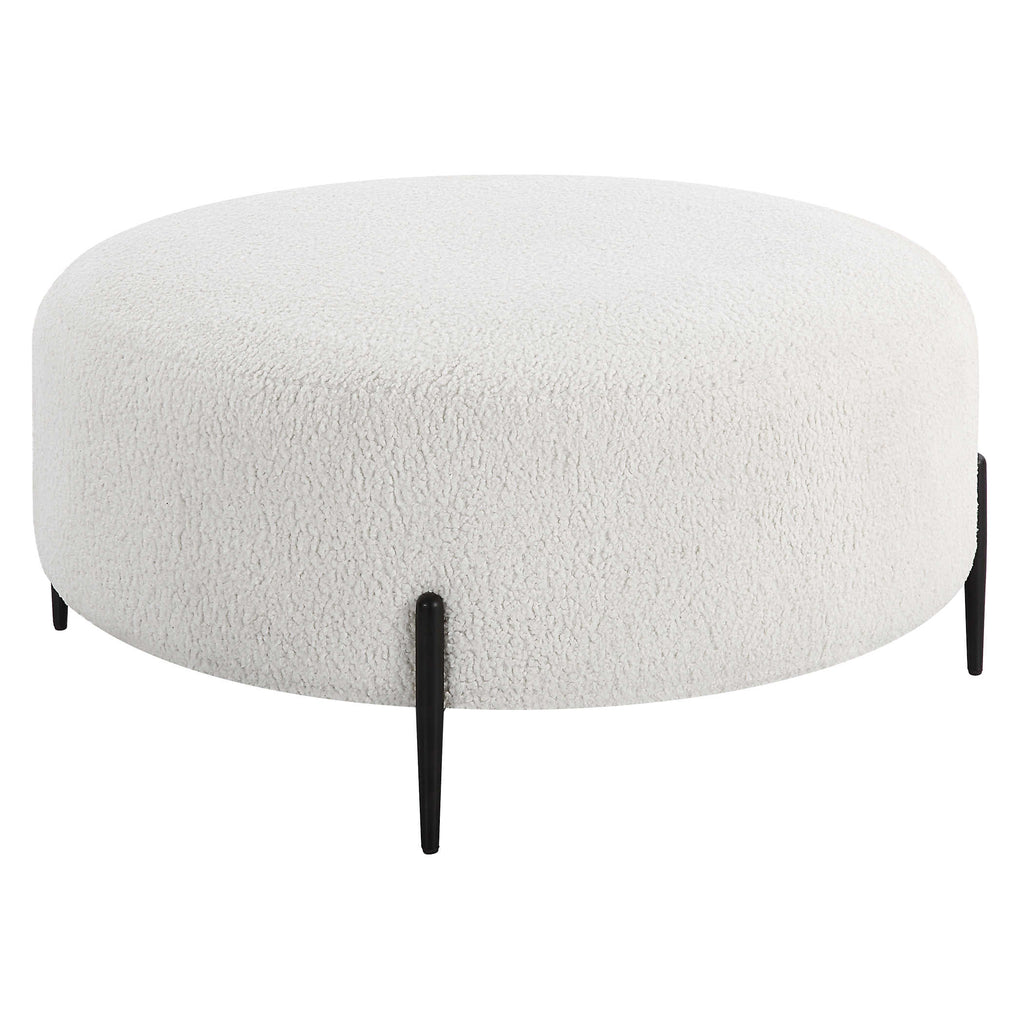 Arles Large Plush White Ottoman - Bombay Mercantile