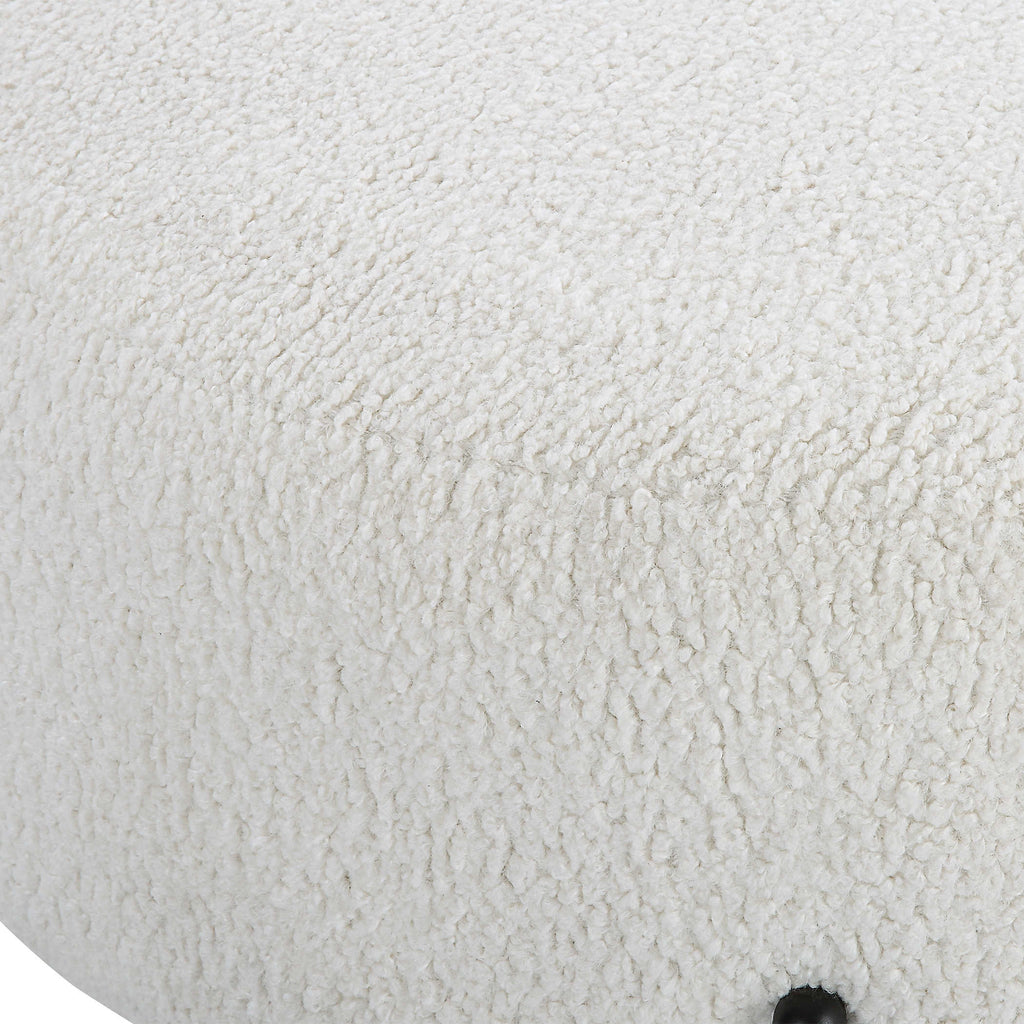 Arles Large Plush White Ottoman - Bombay Mercantile