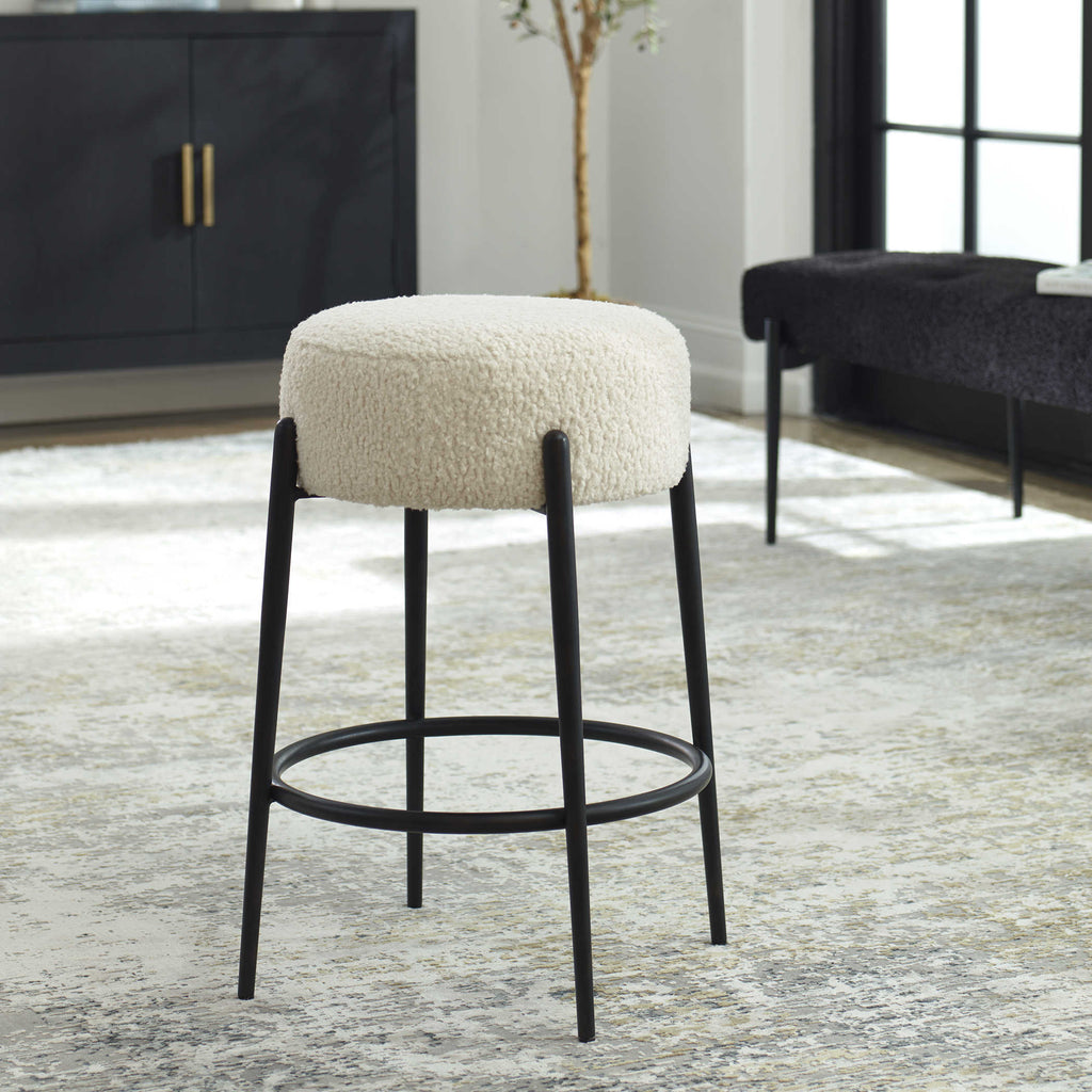 Arles Plush Counter Stool - Bombay Mercantile