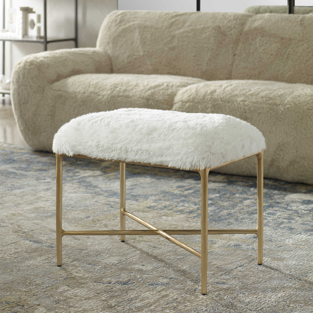 Charmed Sheepskin Small Bench - Bombay Mercantile