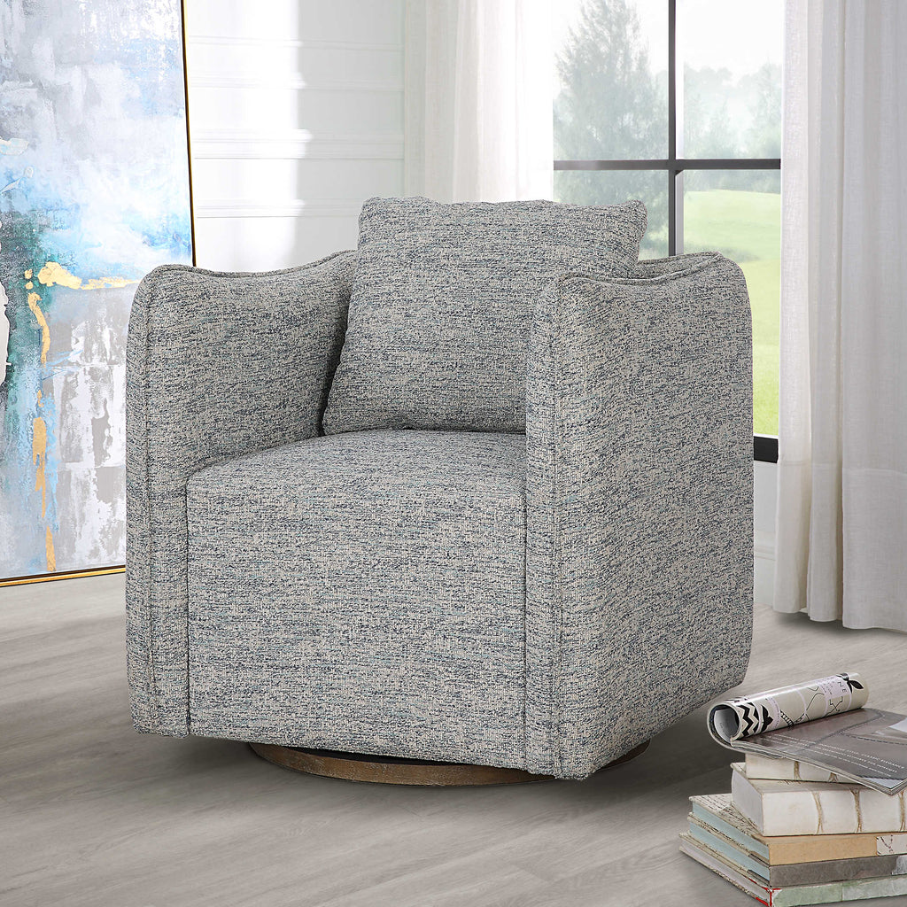 Corben Blue Swivel Chair - Bombay Mercantile