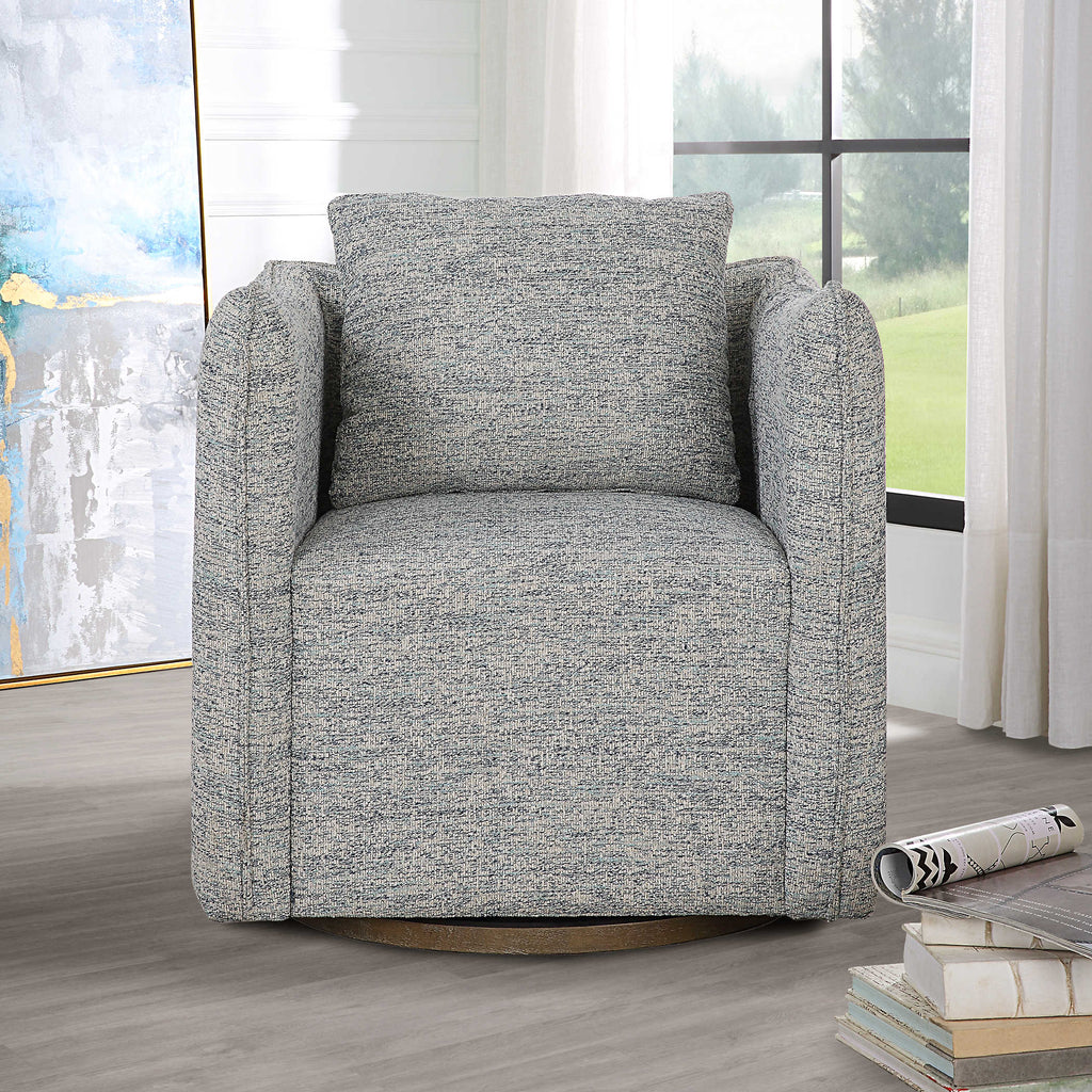 Corben Blue Swivel Chair - Bombay Mercantile