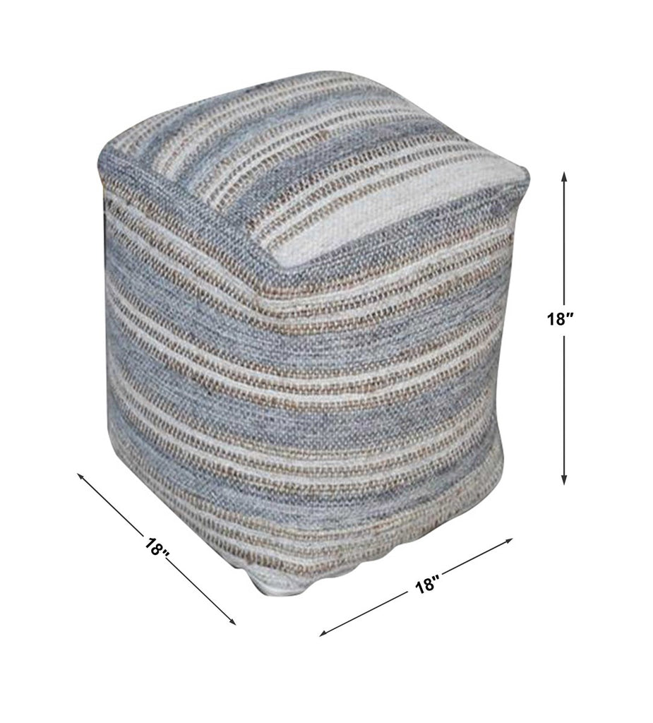Mesick Handwoven Gray Pouf - Bombay Mercantile