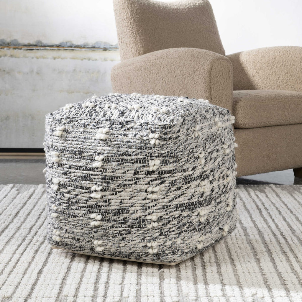 Narol Gray Pouf - Bombay Mercantile