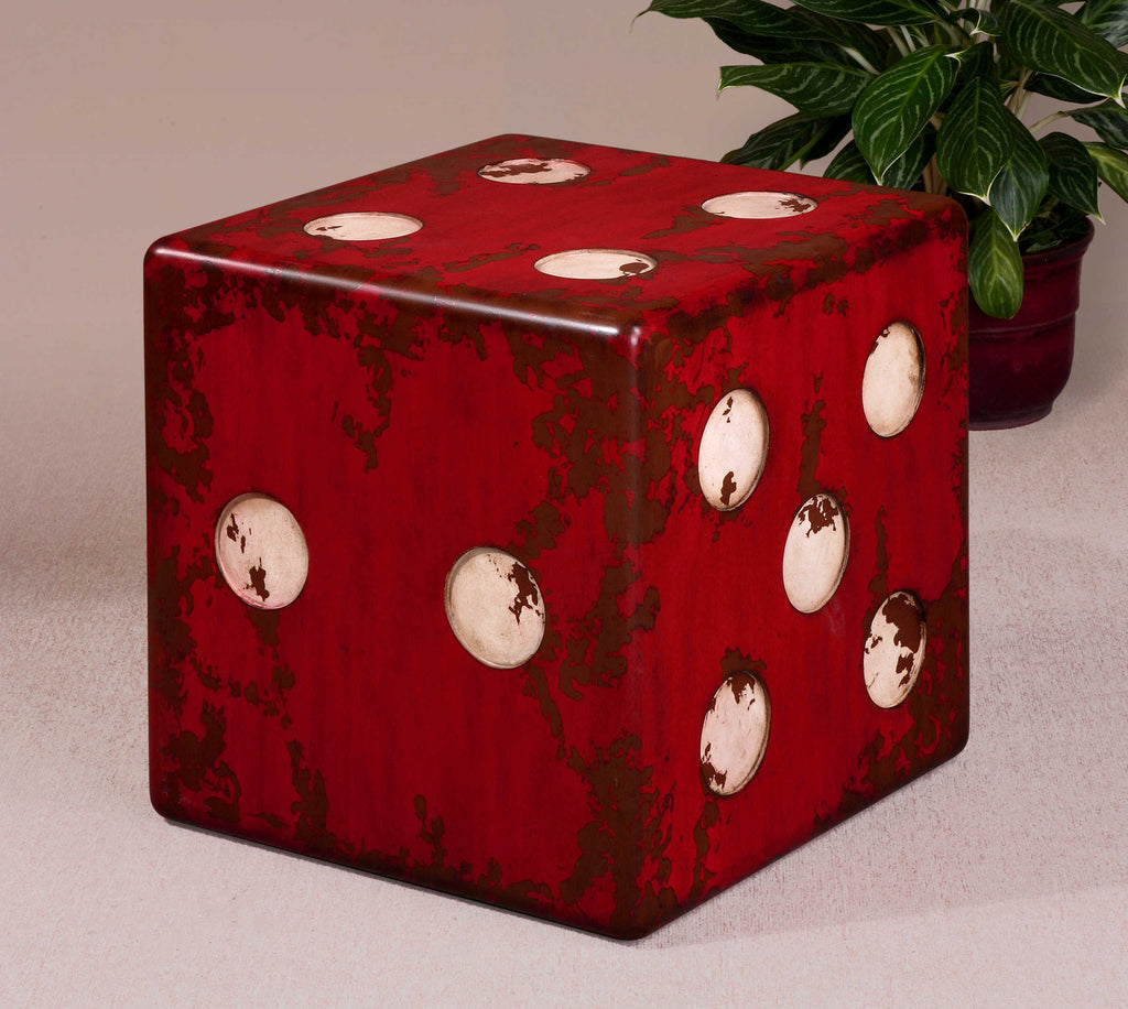 Dice Red Accent Table - Bombay Mercantile