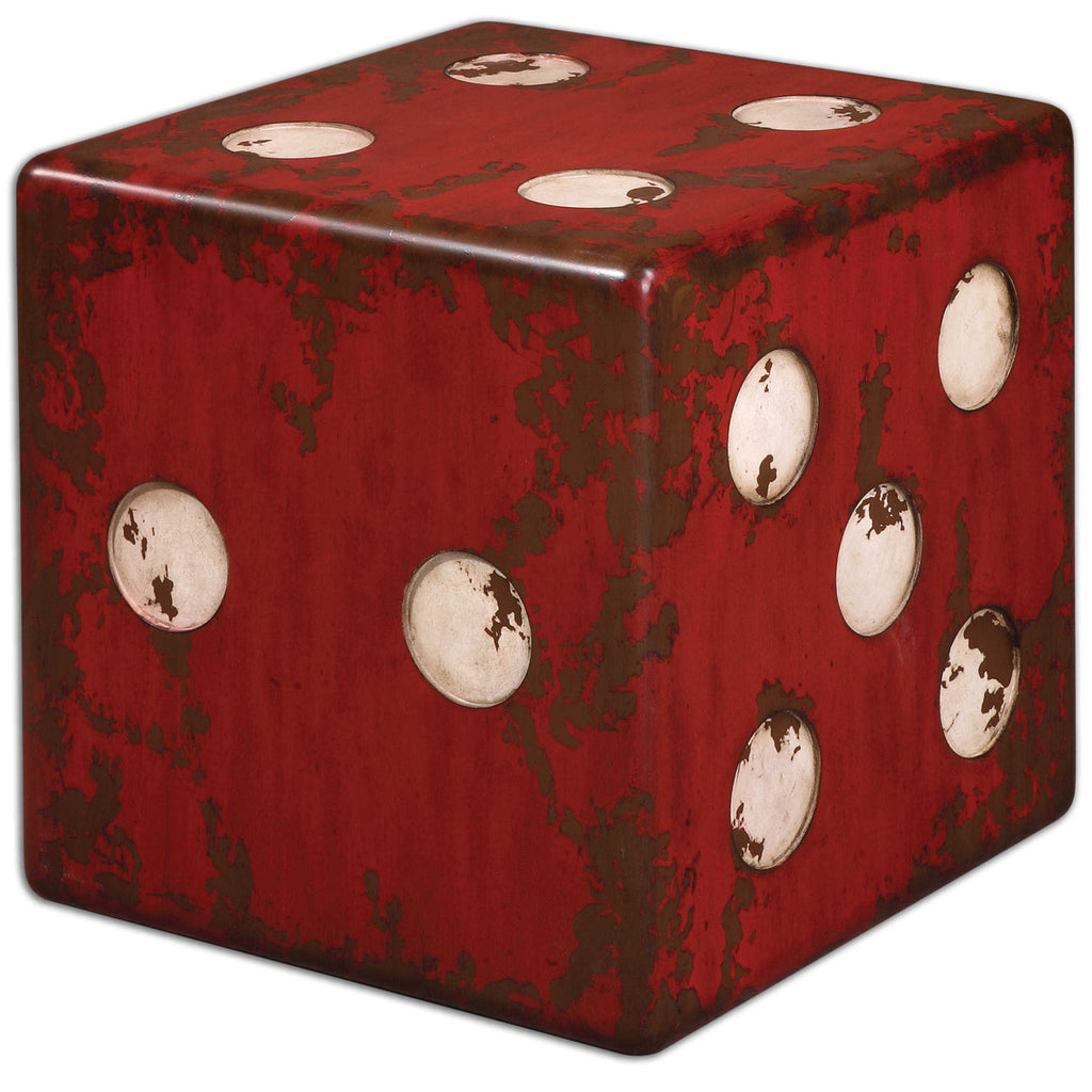 Dice Red Accent Table - Bombay Mercantile