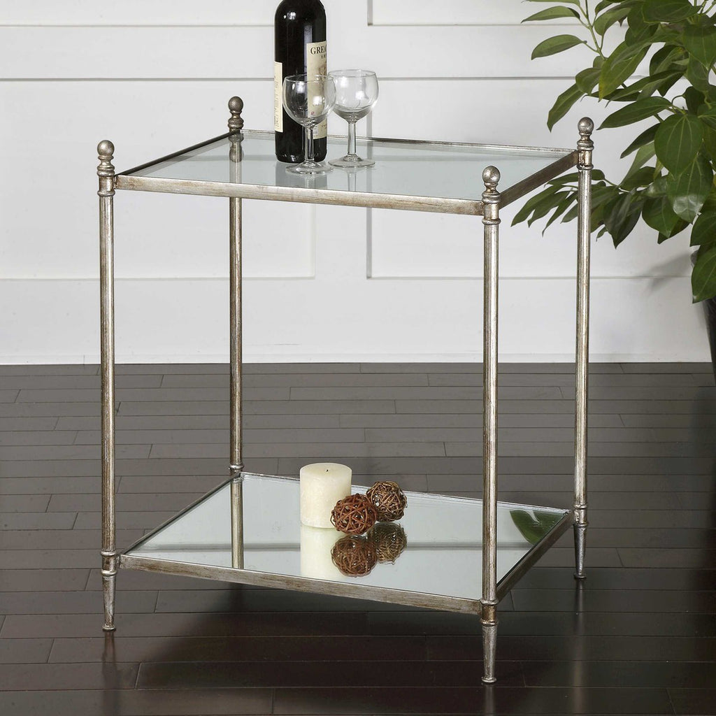Gannon Mirrored Glass End Table - Bombay Mercantile