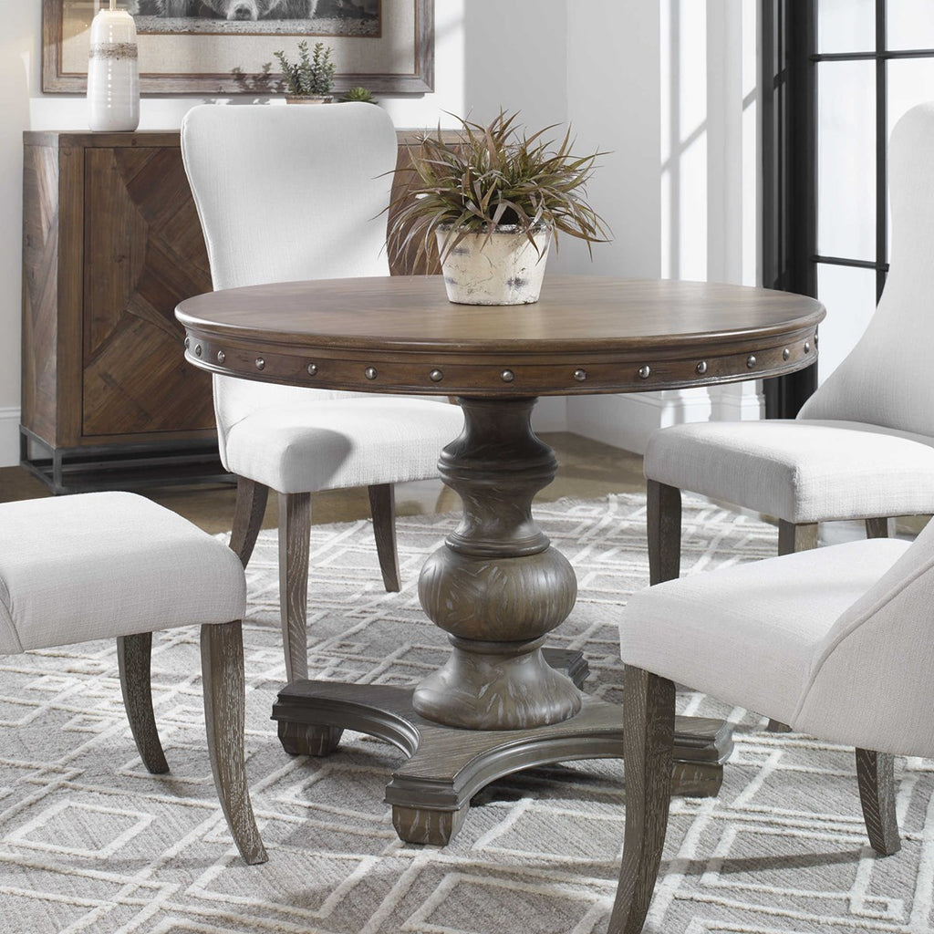 Sylvana Wood Round Table - Bombay Mercantile
