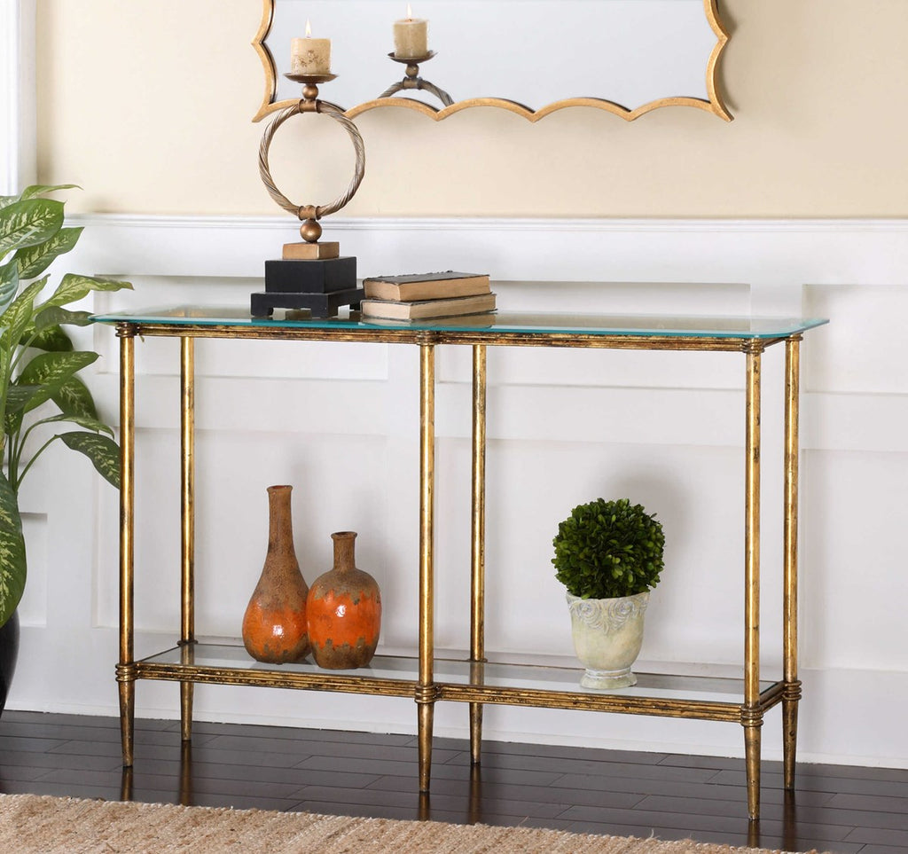 Elenio Glass Console Table - Bombay Mercantile