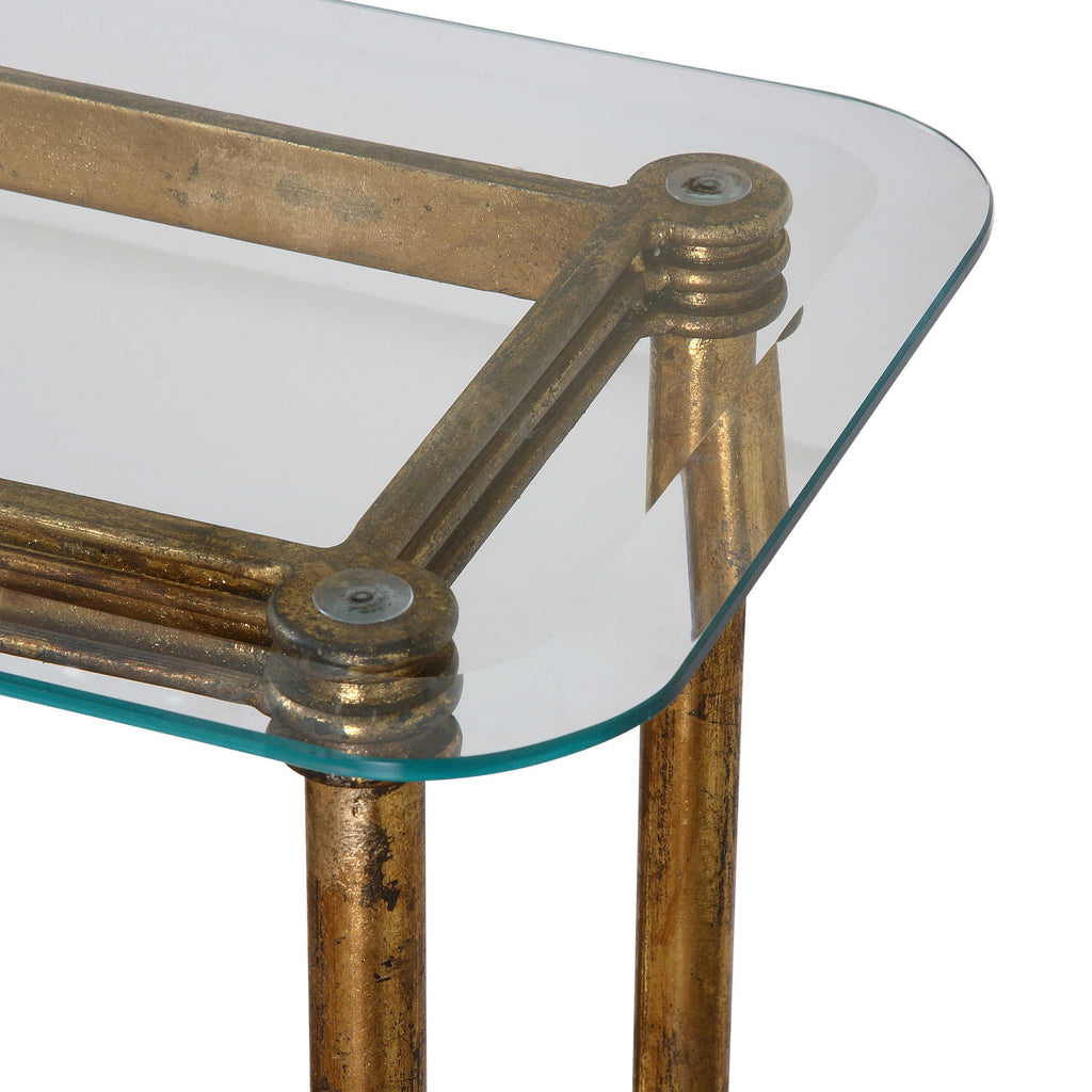 Elenio Glass Console Table - Bombay Mercantile