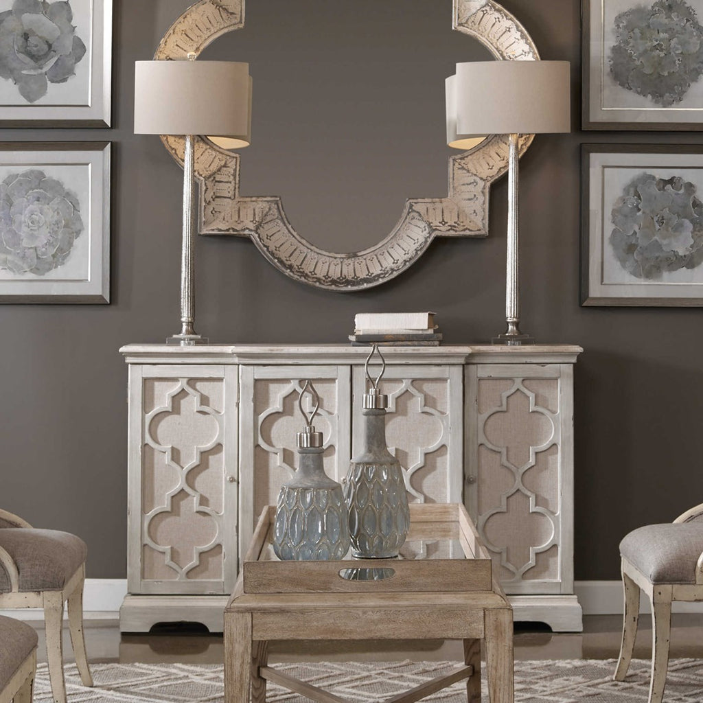 Sophie 4 Door Grey Cabinet - Bombay Mercantile