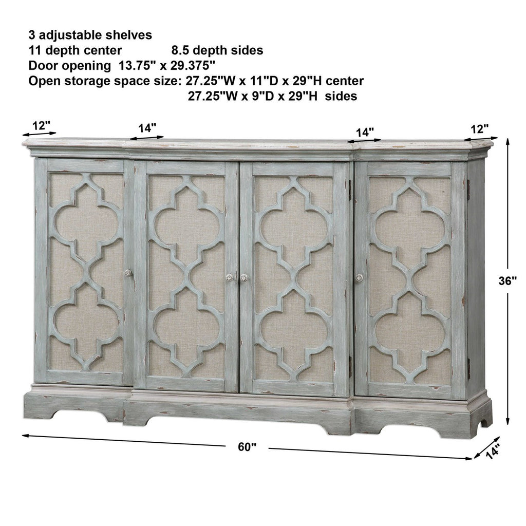 Sophie 4 Door Grey Cabinet - Bombay Mercantile