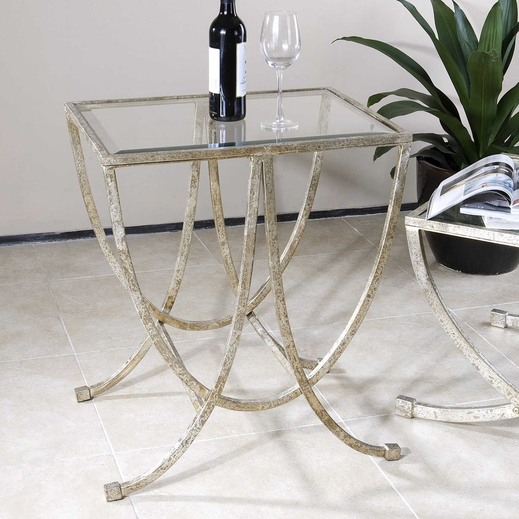 Marta Antiqued Silver Side Table - Bombay Mercantile