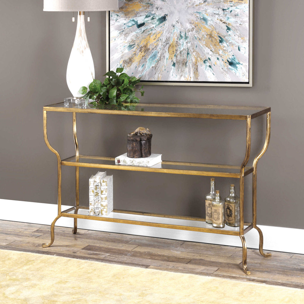 Deline Gold Console Table - Bombay Mercantile