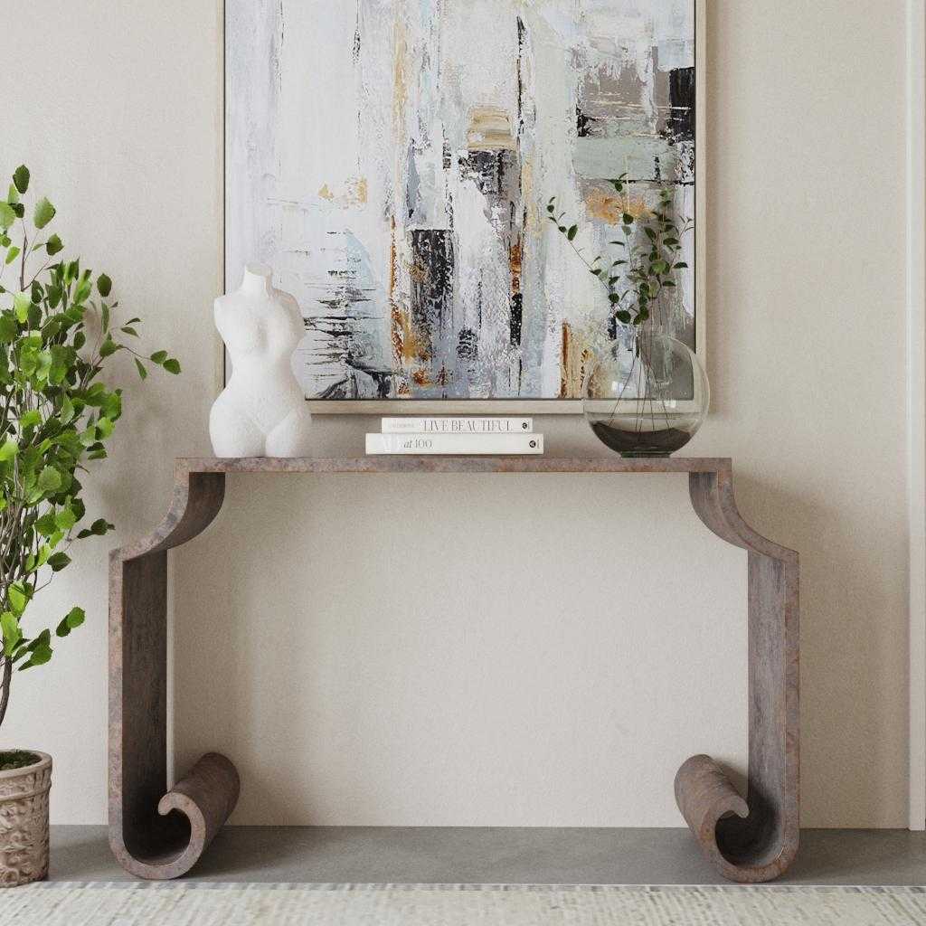 Agathon Stone Gray Console Table - Bombay Mercantile