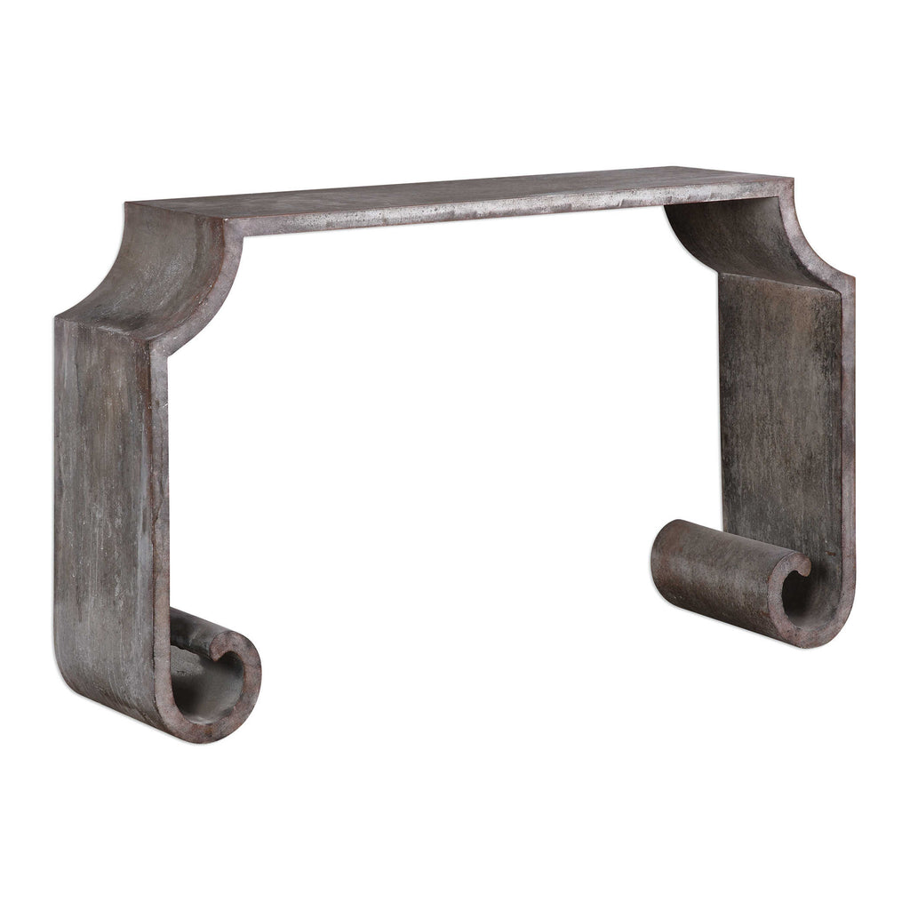 Agathon Stone Gray Console Table - Bombay Mercantile
